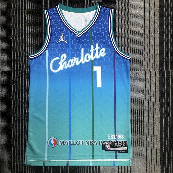 Maillot Charlotte Hornets Lamelo Ball NO 1 Ville 2022-23 Bleu